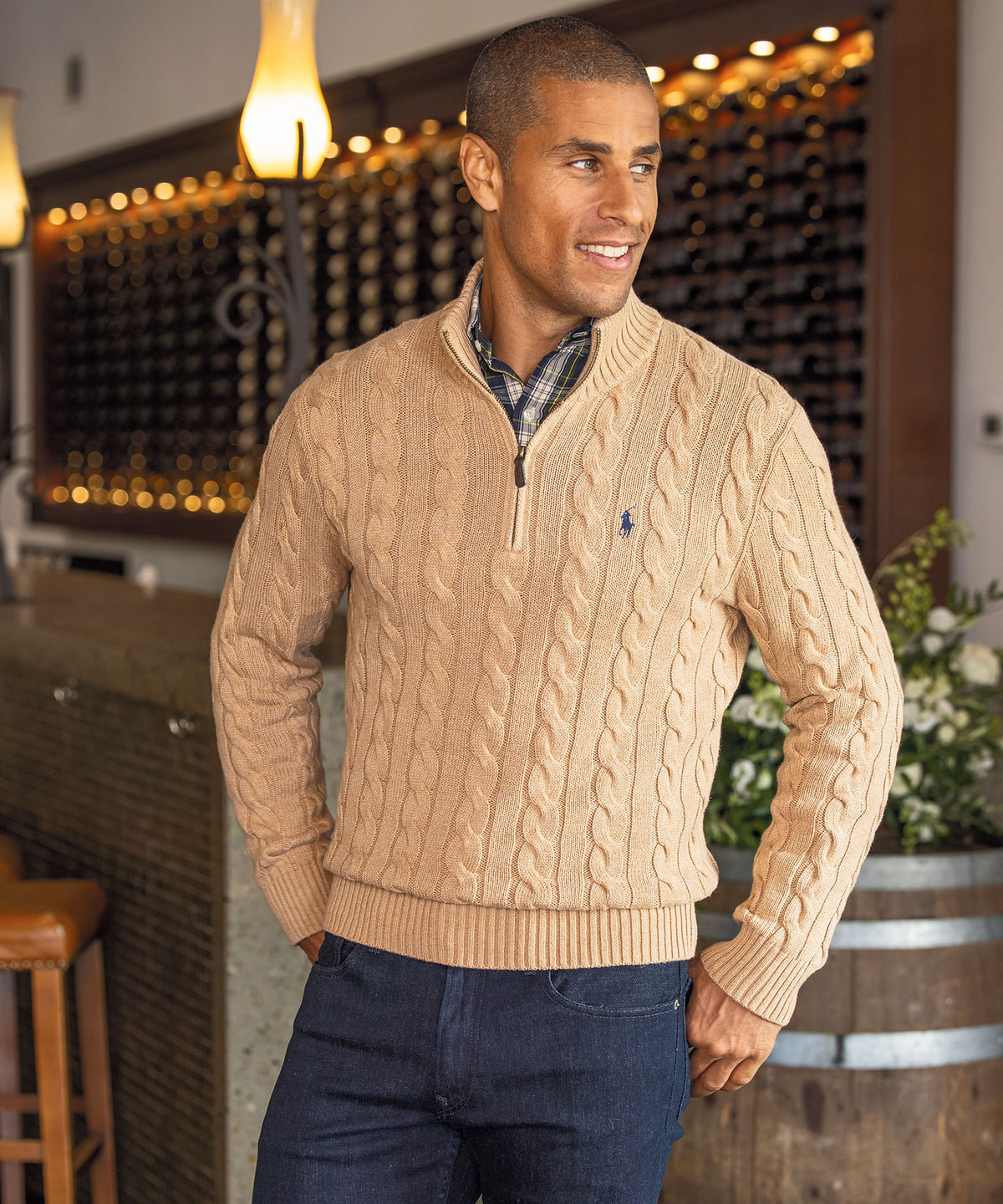 Polo ralph lauren cotton cable half zip Clearance