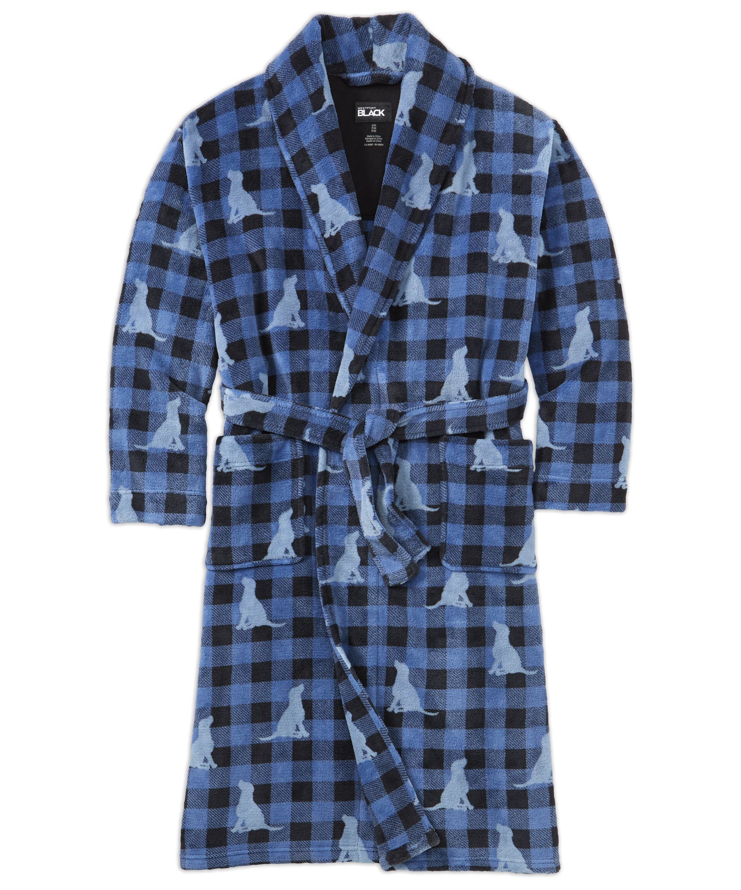 Westport Black Retriever Plaid Shawl Robe