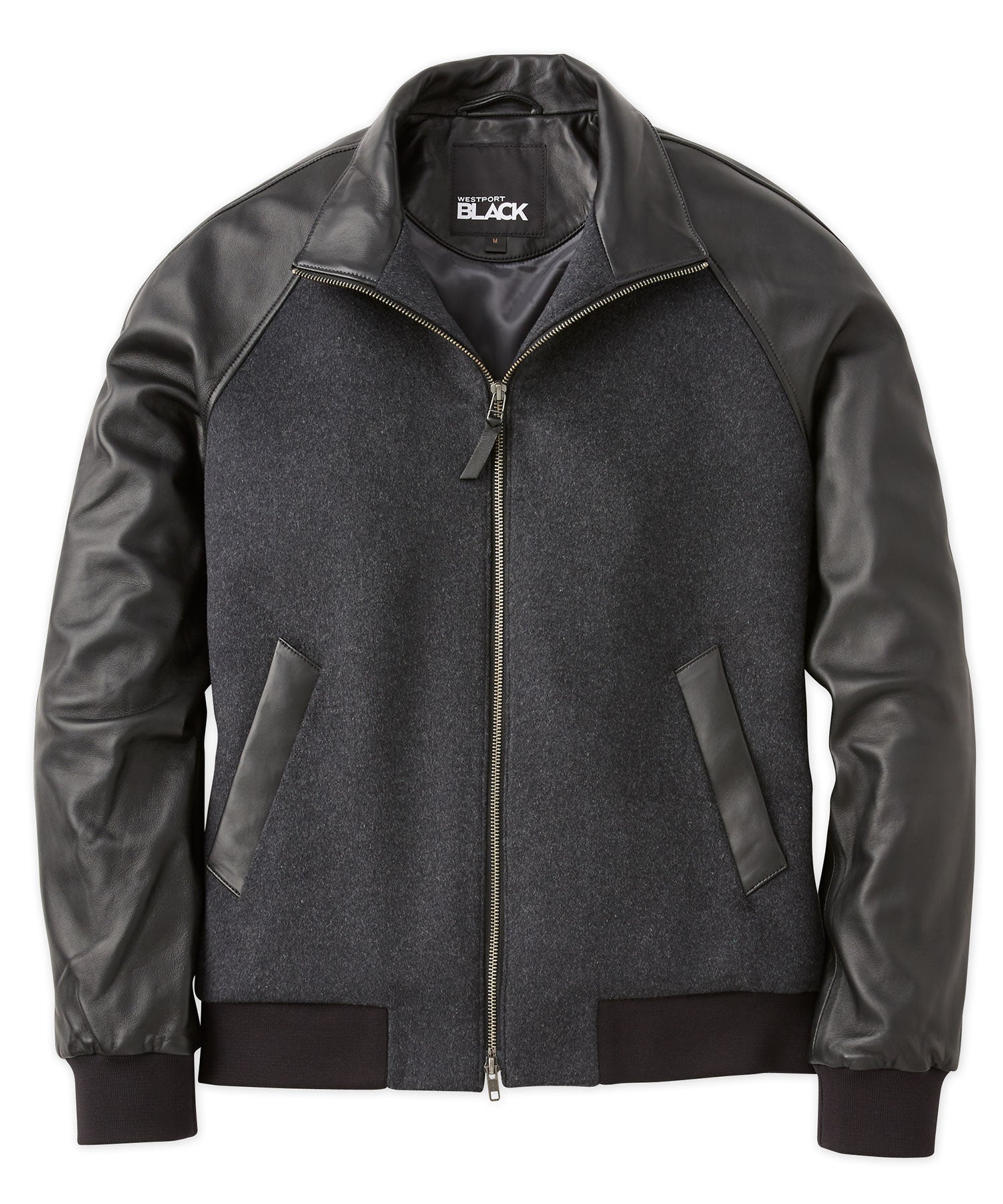 Men's Big Tall Westport Black Cashmere Lambskin Bomber Jacket