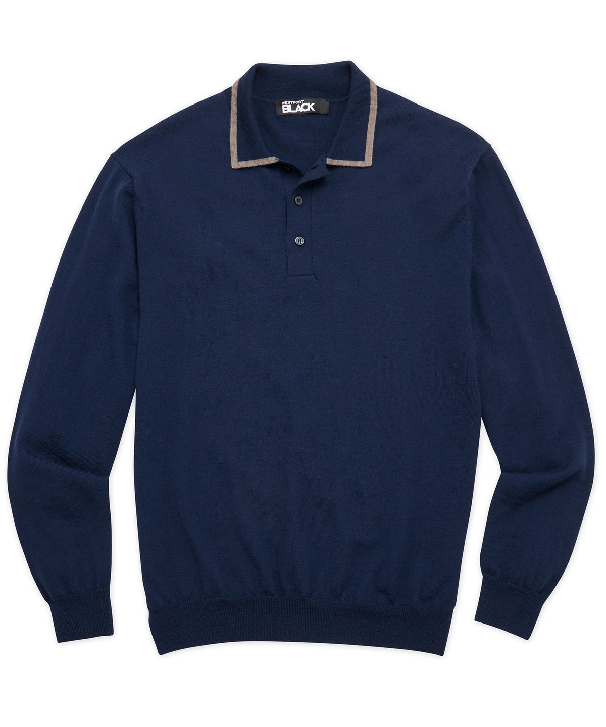 Polo Westport in lana merino con punta nera, Men's Big & Tall