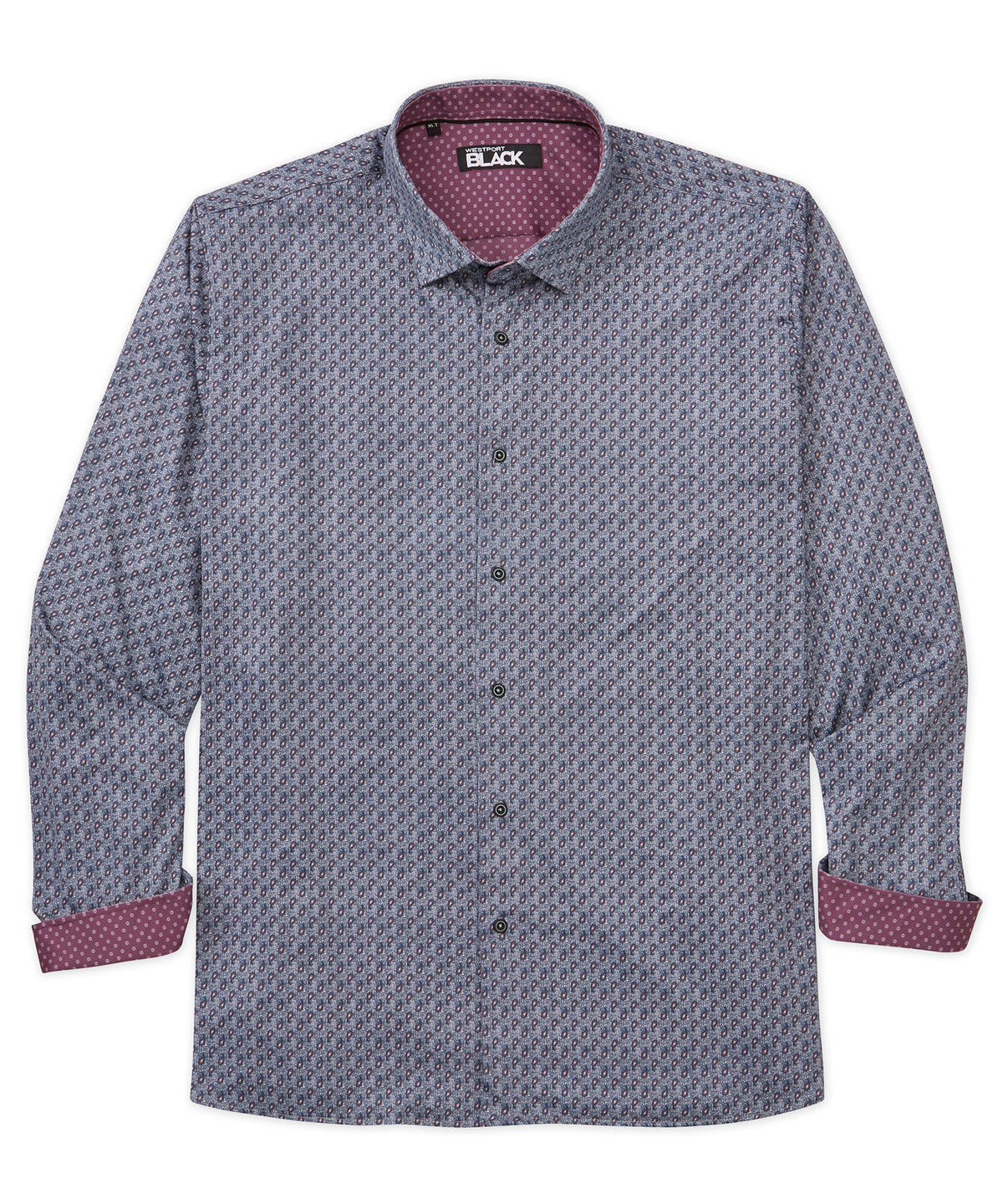 Westport Black Long Sleeve Paisley Print Sport Shirt