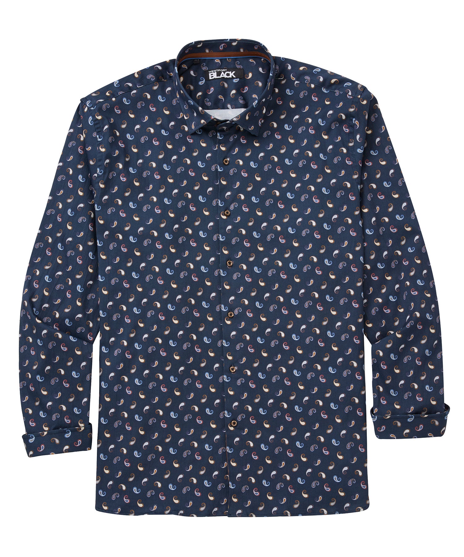 Men's Big & Tall Westport Black Long Sleeve Paisley Sport Shirt Navy / 2XB Men's Big & Tall Westport Black Long Sleeve Paisley Sport Shirt Navy / 2XB