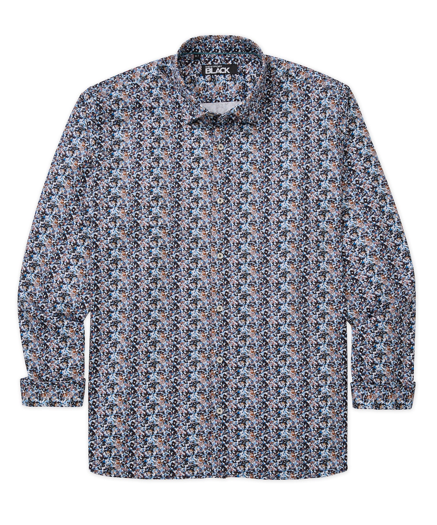 Westport Black Long Sleeve Patterned Sateen Sport Shirt