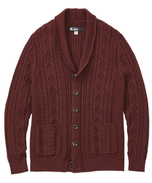Westport Black Shawl Collar Cable Cardigan Sweater - Westport Big & Tall