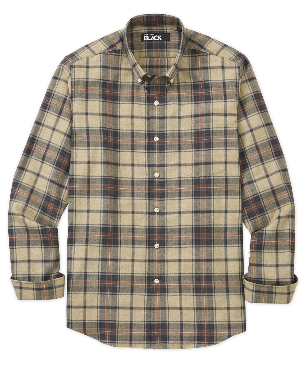 Westport Black Long Sleeve Flannel Sport Shirt