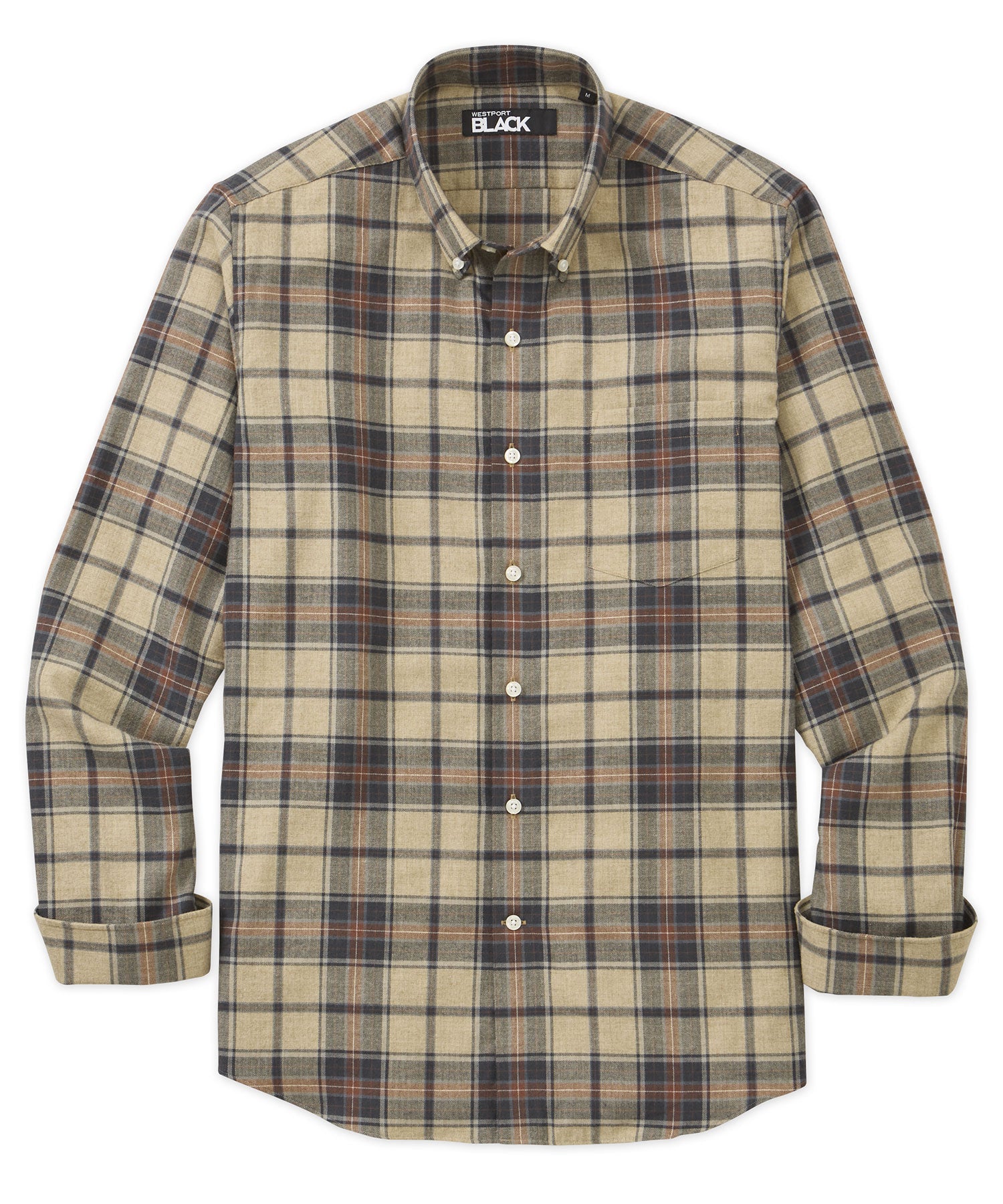 Westport Black Long Sleeve Flannel Sport Shirt Westport Big Tall