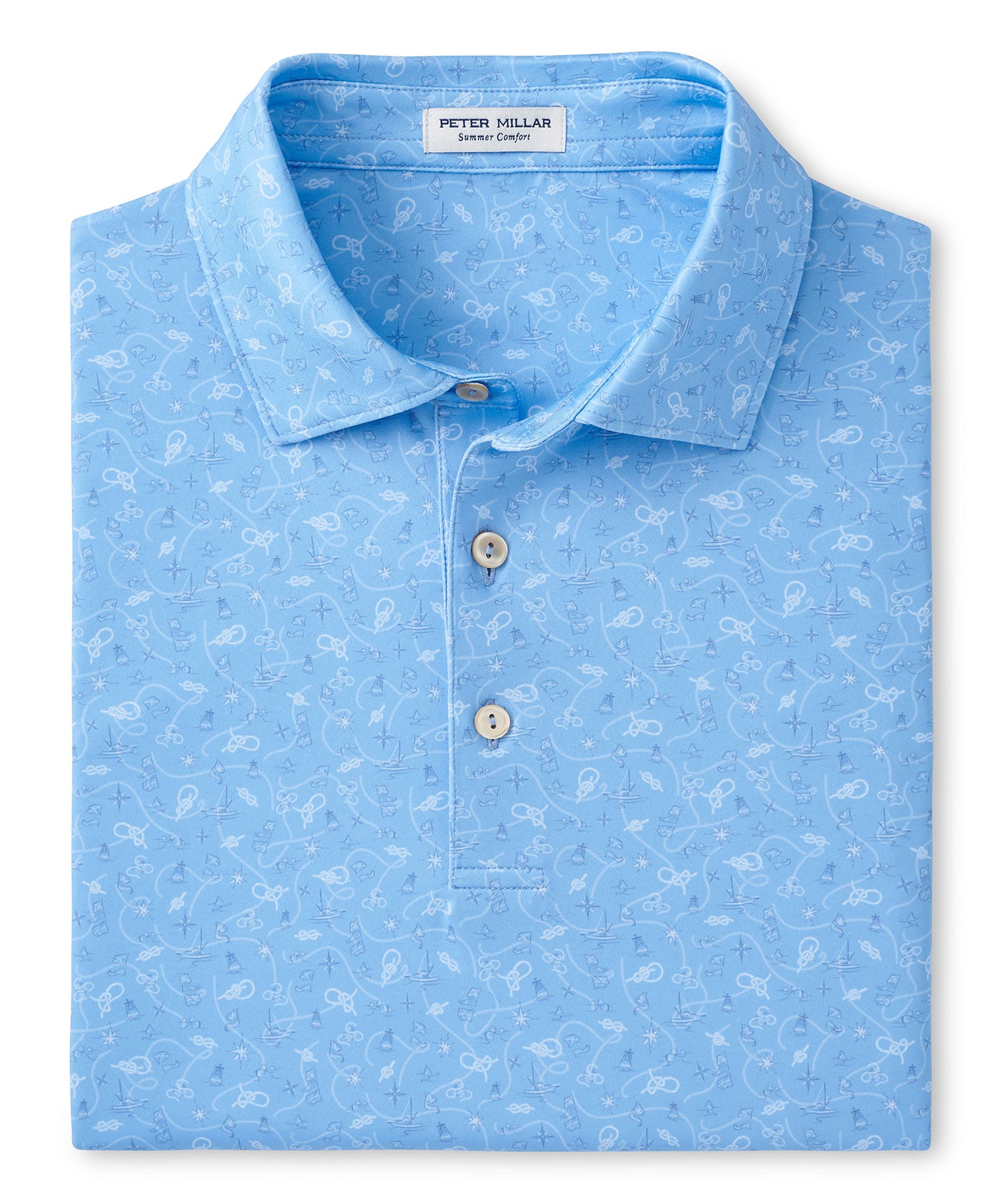 Peter Millar Short Sleeve Nautical Print Polo Knit Shirt, Men's Big & Tall