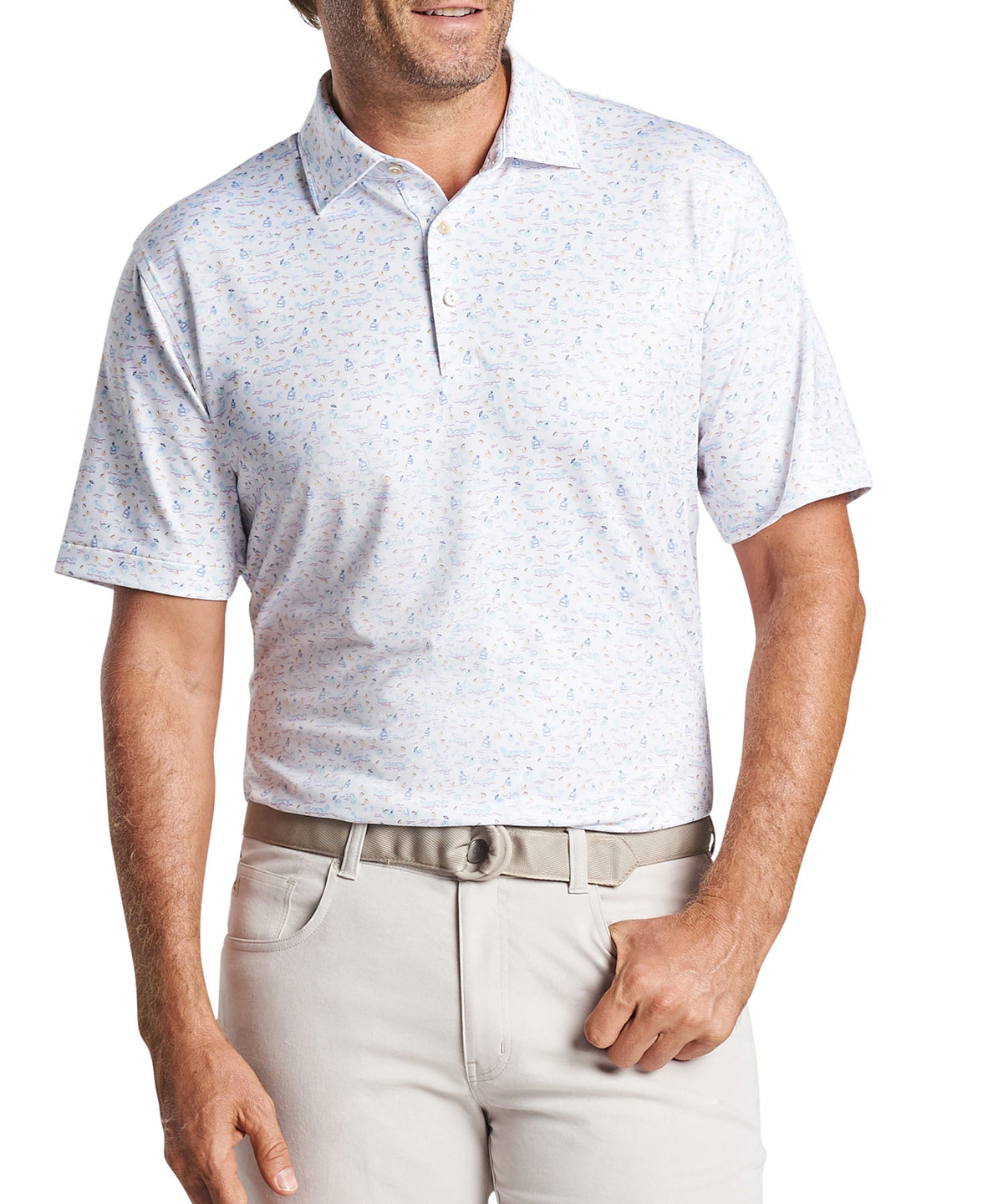 Peter Millar Short Sleeve Fiji Print Polo Knit Shirt