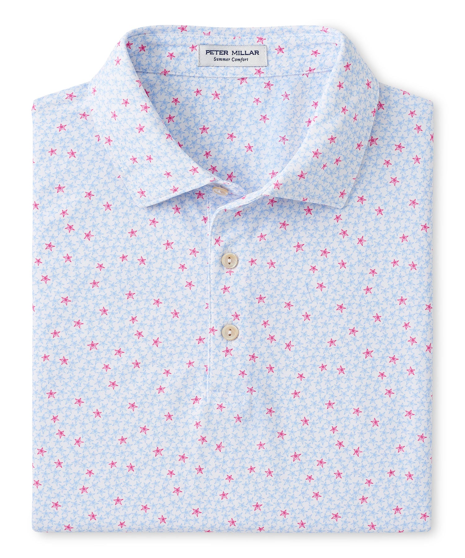 Peter Millar Short Sleeve Starfish Print Polo Knit Shirt