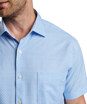 Peter Millar Geo Print Short Sleeve Spread Collar Sport Shirt