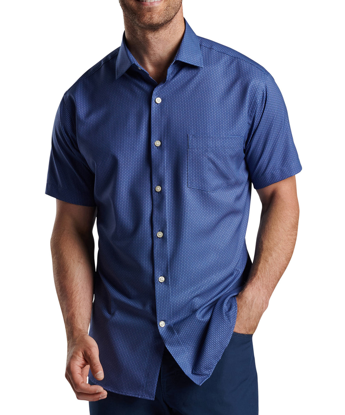 Camicia sportiva con stampa blocchi a maniche corte di Peter Millar, Men's Big & Tall