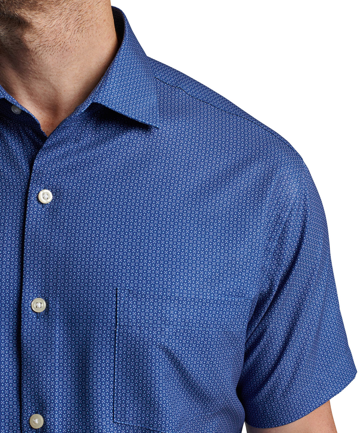 Peter Millar Bloques Print Short Sleeve Spread Collar Sport Shirt, Men's Big & Tall