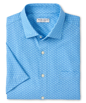 Peter Millar Clam Print Short Sleeve Spread Collar Sport Shirt