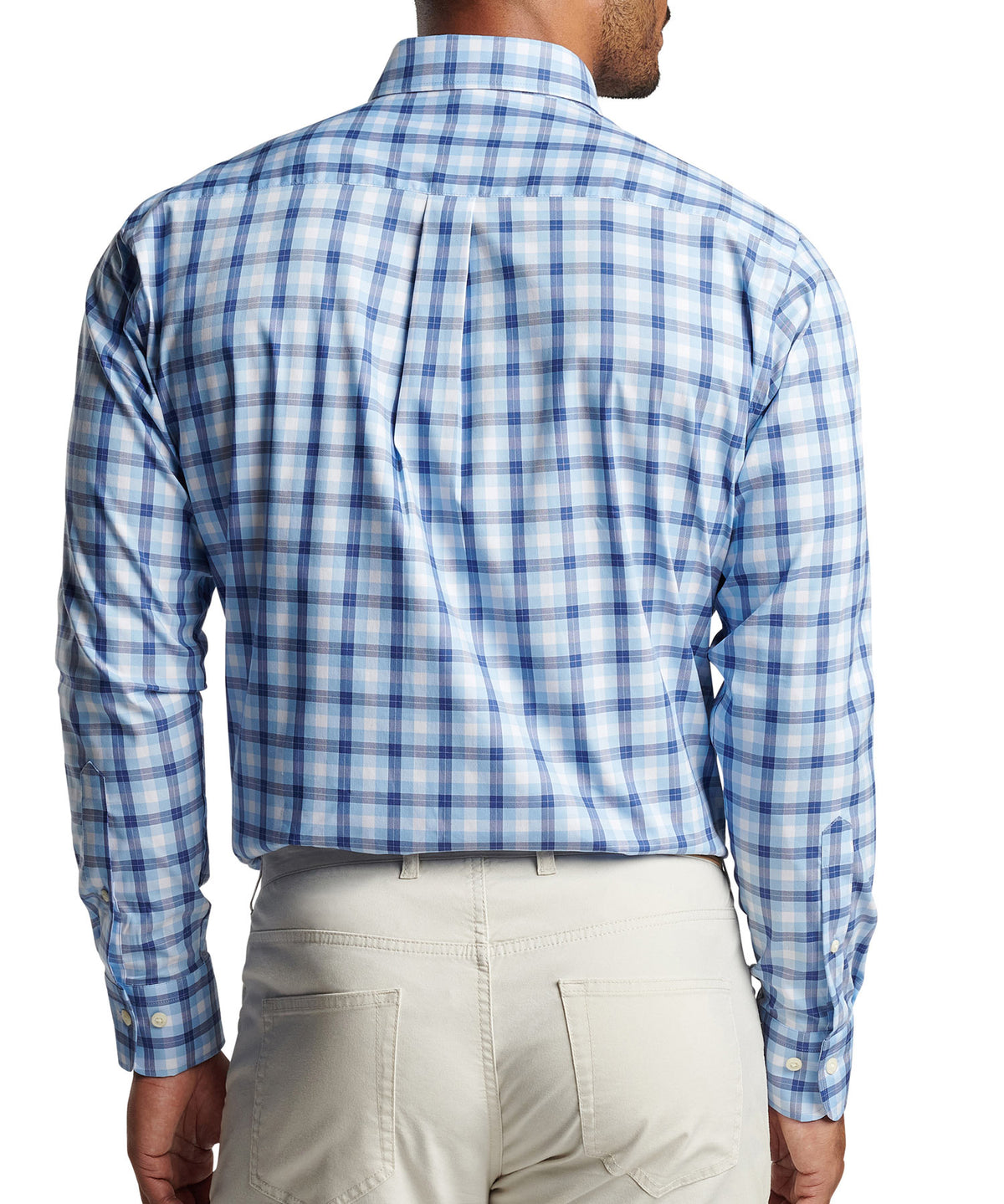Camicia sportiva Peter Millar a maniche lunghe blu Hill, Men's Big & Tall