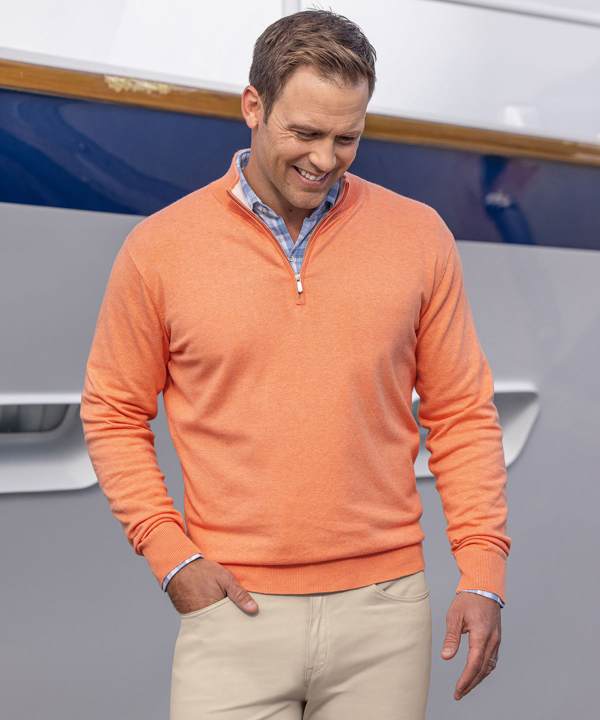 Maglione con zip a un quarto di Peter Millar Whitaker, Men's Big & Tall