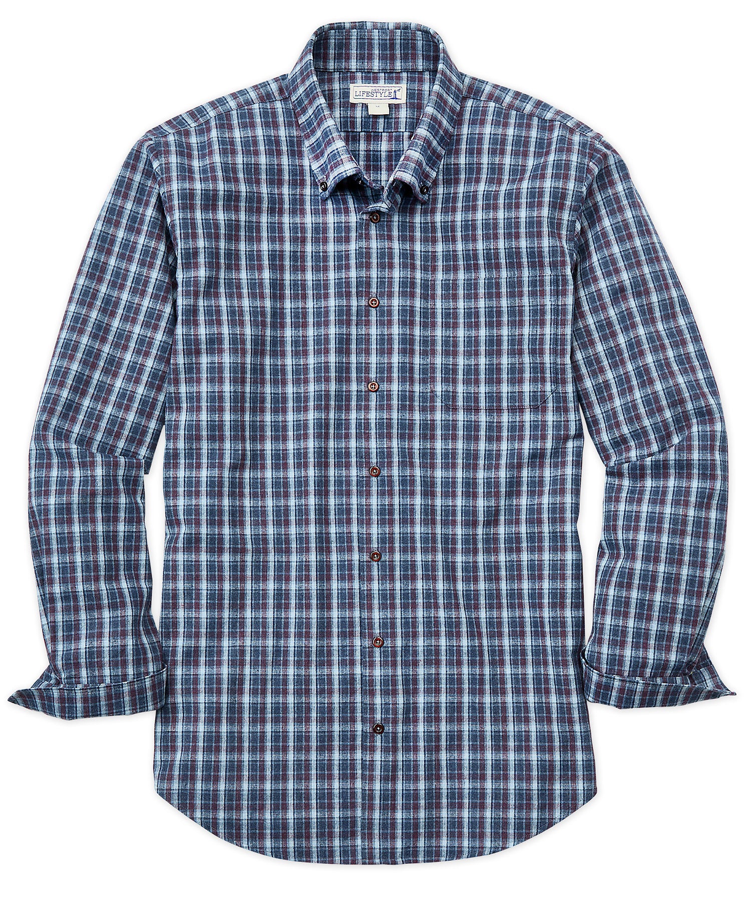 Westport Lifestyle Long Sleeve Plaid Shirt, Men's Big & Tall