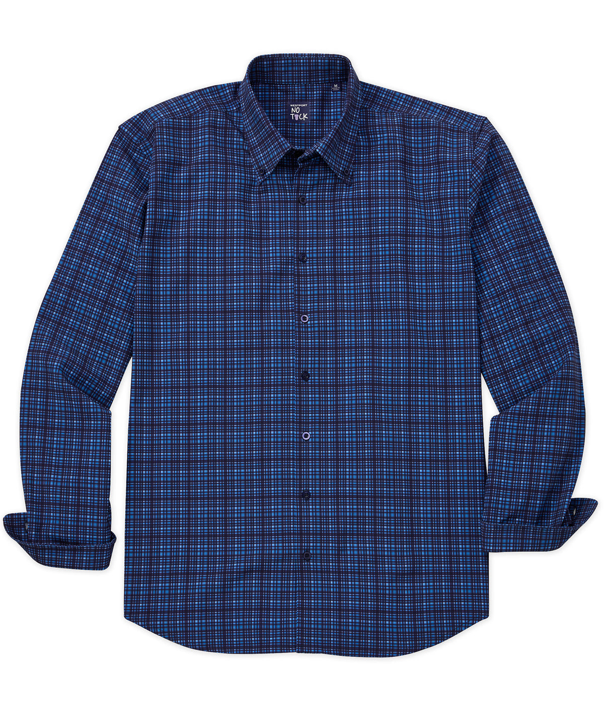 Westport No-Tuck Windowpane Plaid Long Sleeve Stretch Performance Sport Shirt, Men's Big & Tall