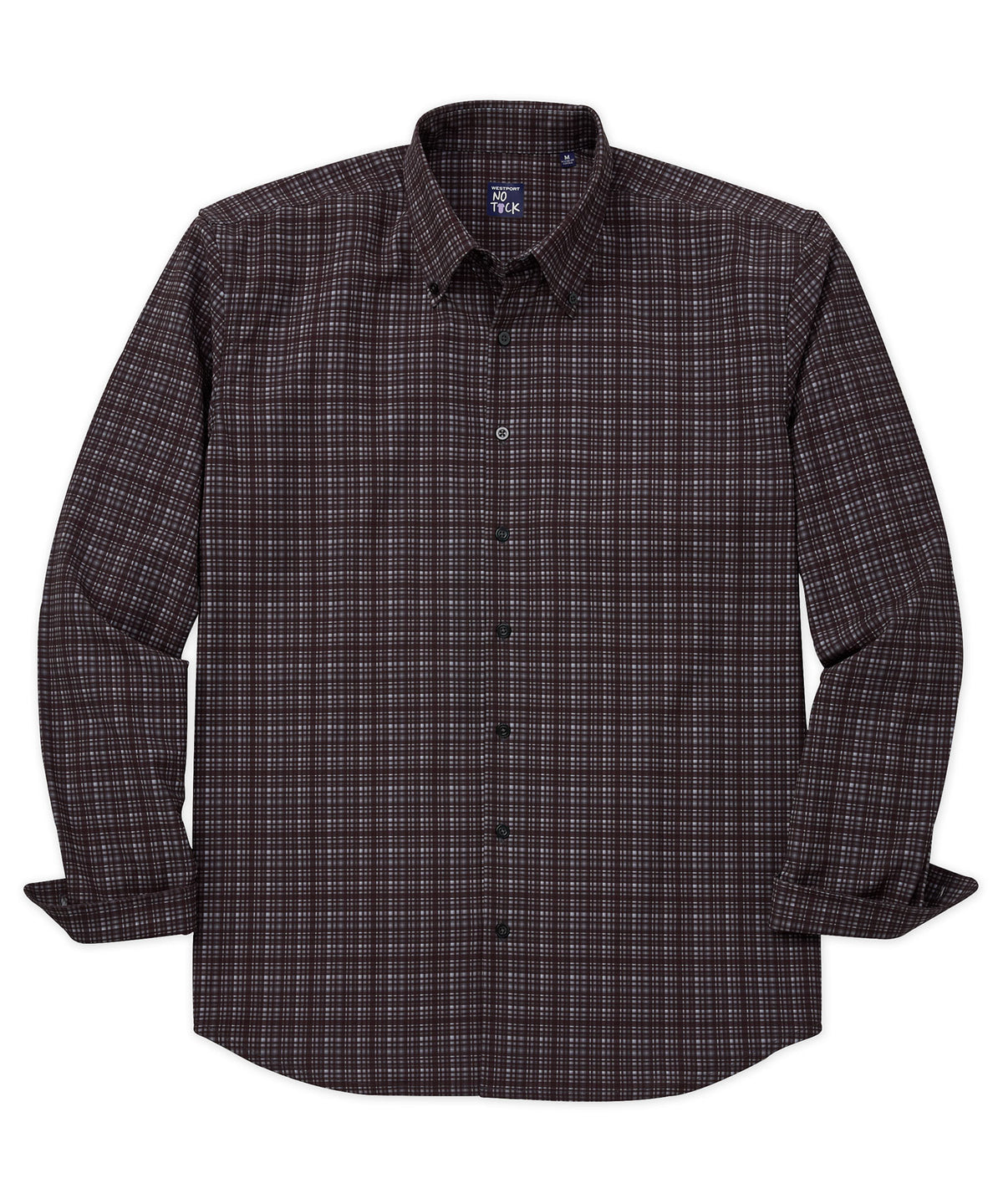 Westport No-Tuck Windowpane Plaid Long Sleeve Stretch Performance Sport Shirt, Men's Big & Tall