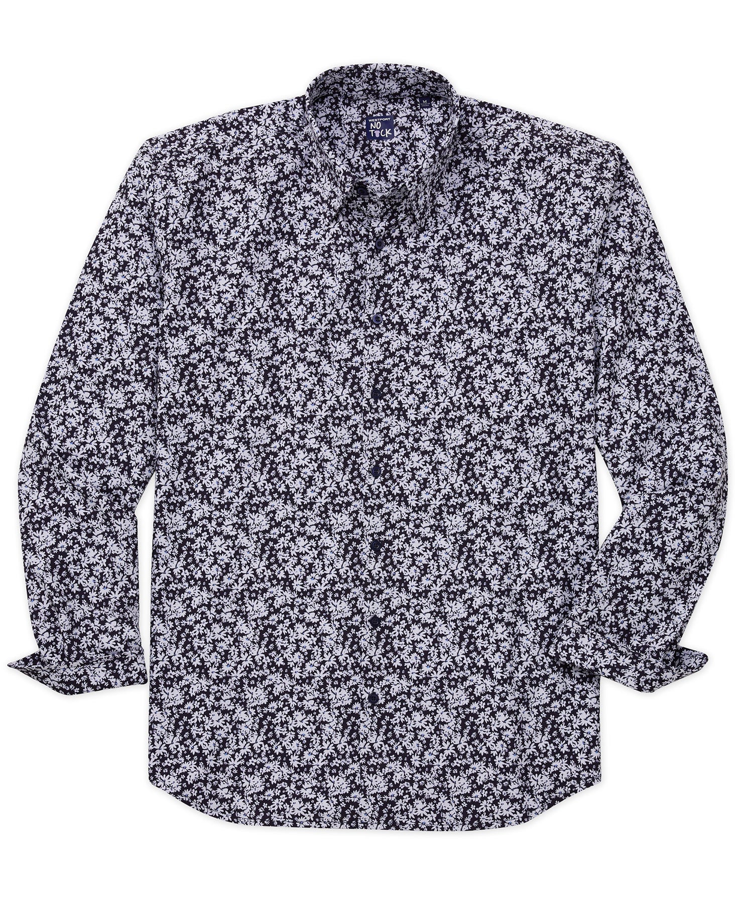 Westport No-Tuck Long Sleeve 'Spring Untucked' Floral Print Stretch Performance Sport Shirt, Men's Big & Tall
