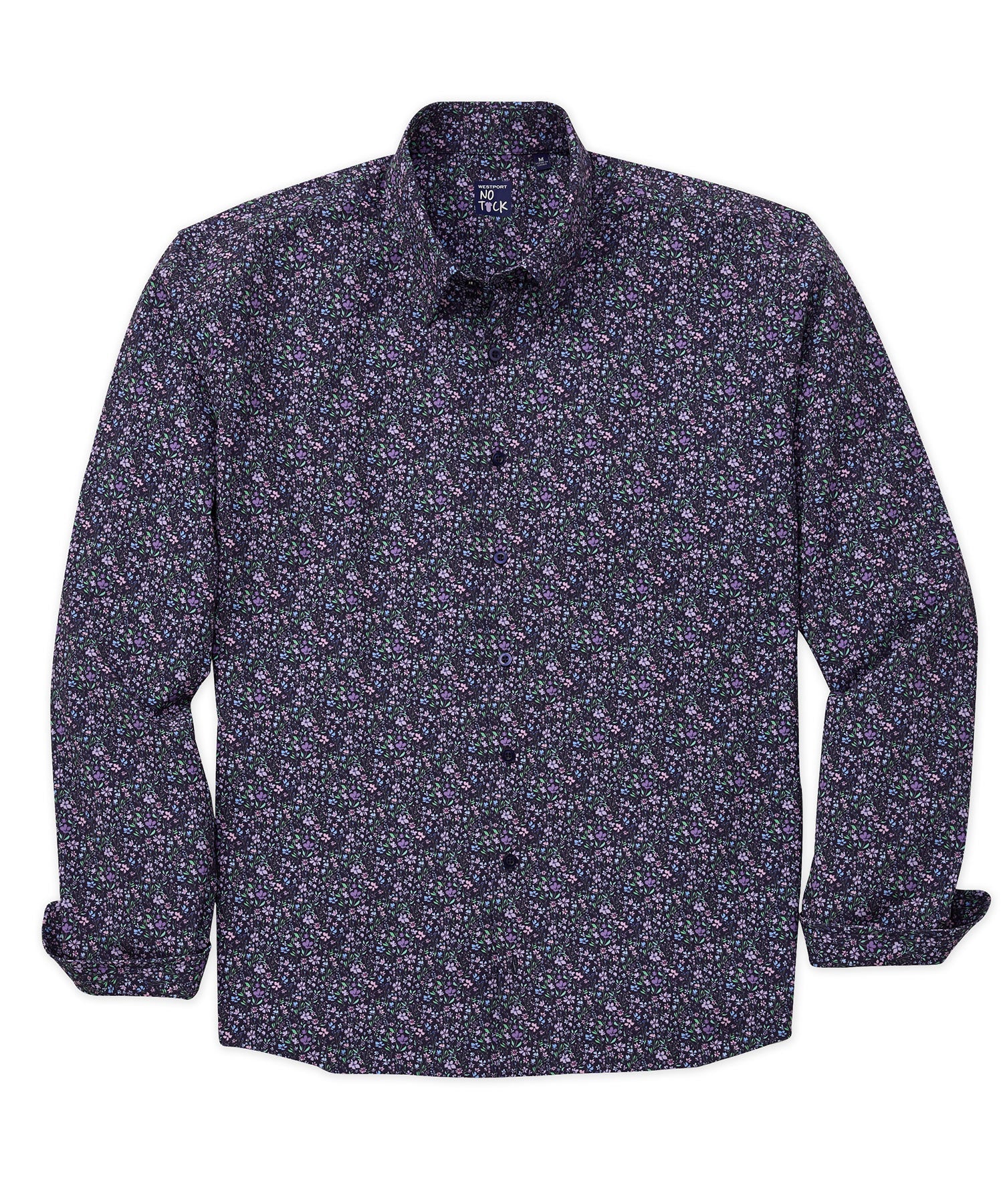 Westport No-Tuck Long Sleeve 'Flowers' Print Stretch Performance Sport Shirt