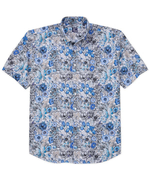 Westport No-Tuck Short Sleeve 'Exploded Floral' Stretch Performance Sport Shirt