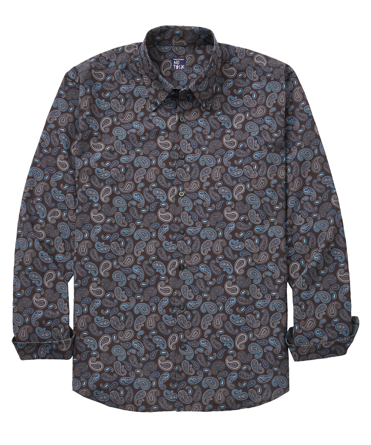 Westport No-Tuck Long Sleeve 'Big Paisley' Stretch Performance Sport Shirt, Men's Big & Tall