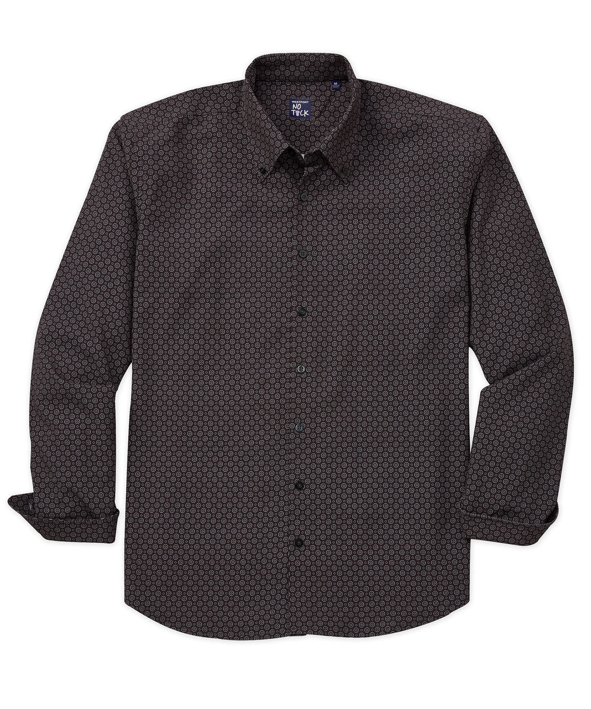 Westport No-Tuck Long Sleeve 'Medallions' Geo Print Stretch Performance Sport Shirt, Men's Big & Tall