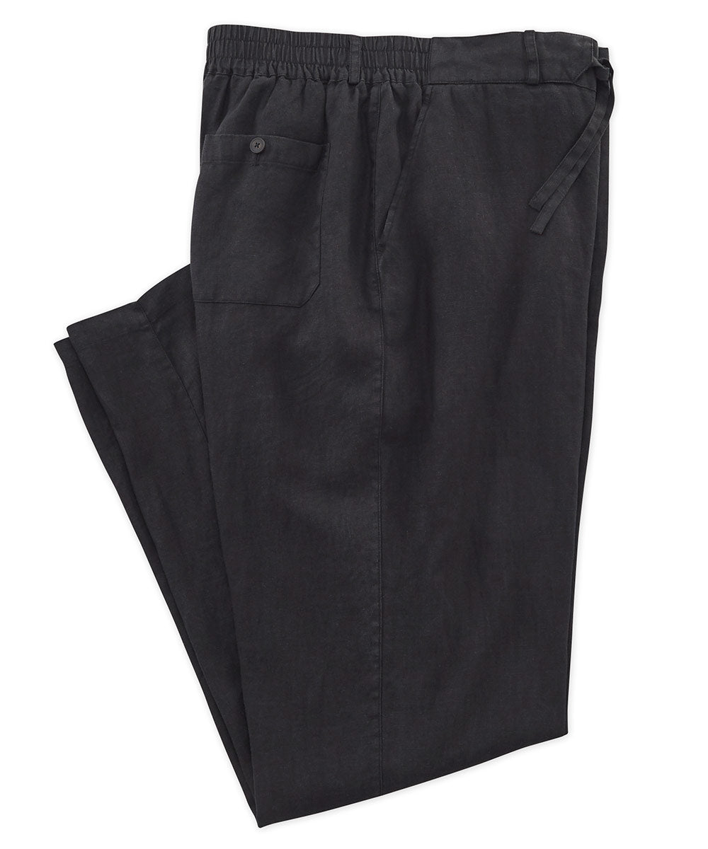 Pantalon à cordon de serrage en lin Southport noir Westport