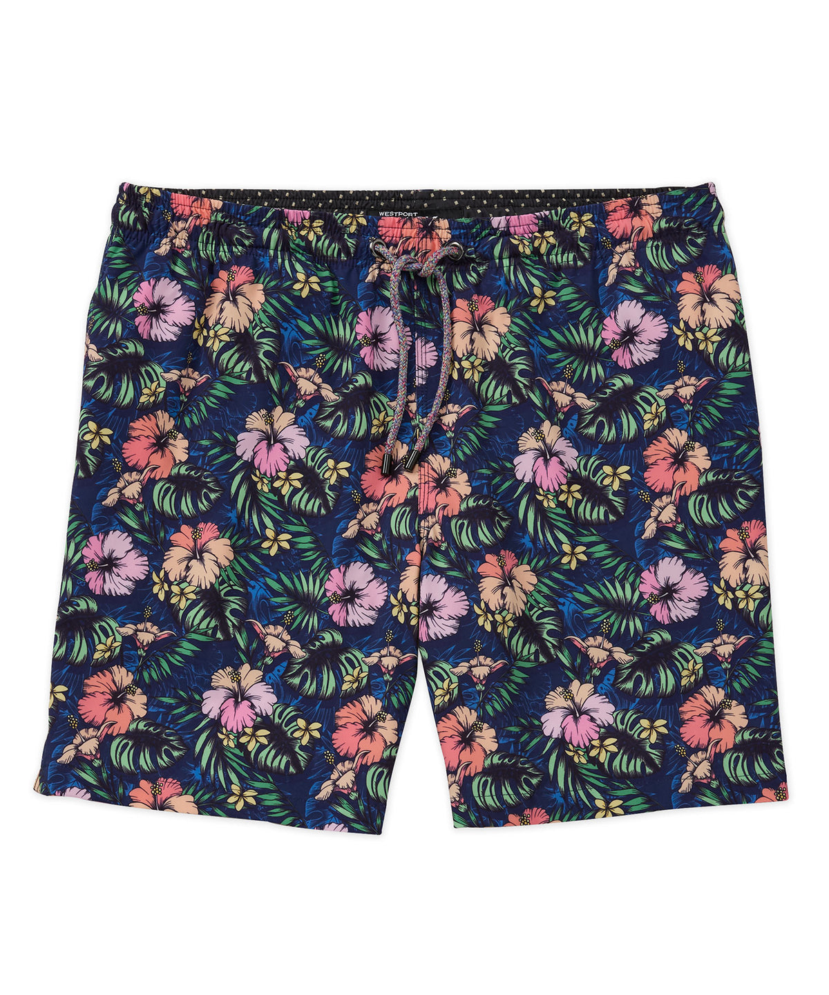 Westport Black Hampton Tropical Excitement Print Swim Short, Men's Big & Tall