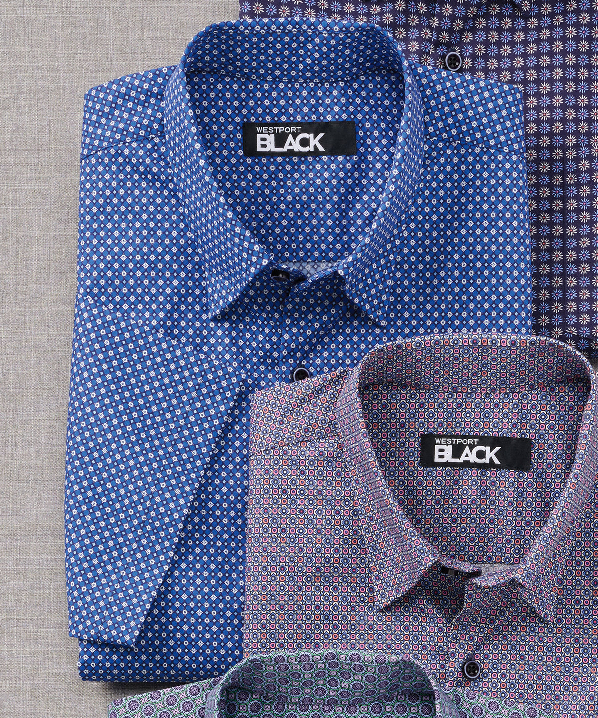 Camicia sportiva elasticizzata con stampa Starships nera a maniche corte Westport