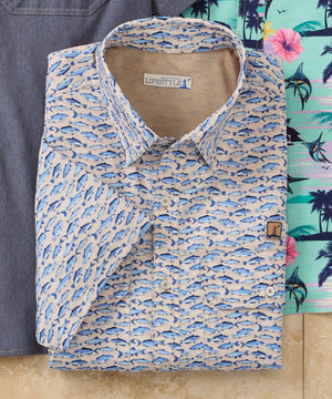 Camicia da pesca con stampa Saugatuck Fishy Swirl a maniche corte Westport Lifestyle