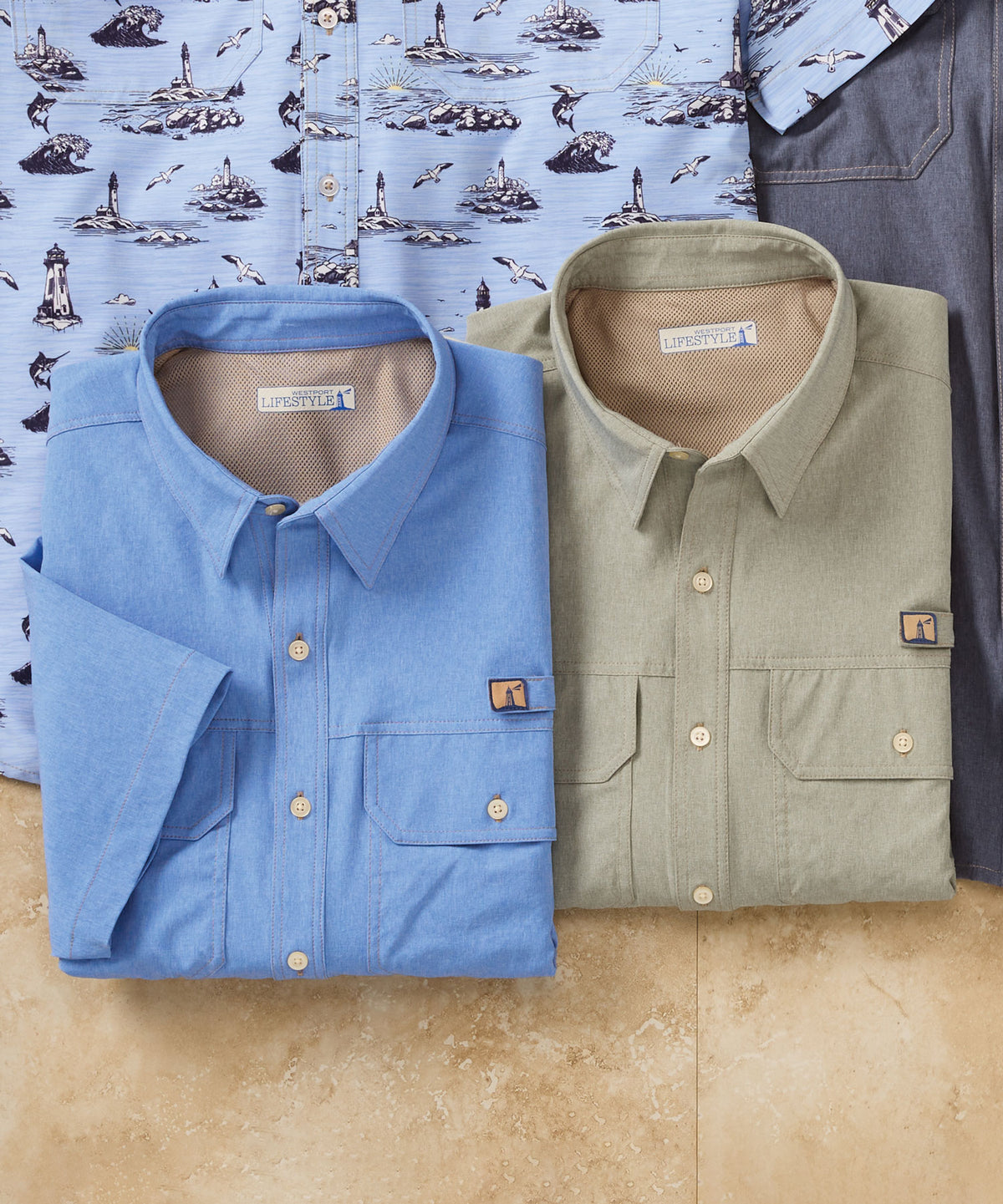 Men's Westport Lifestyle Short Sleeve Saugatuck Fishing Shirt - Indigo - Size 4XT