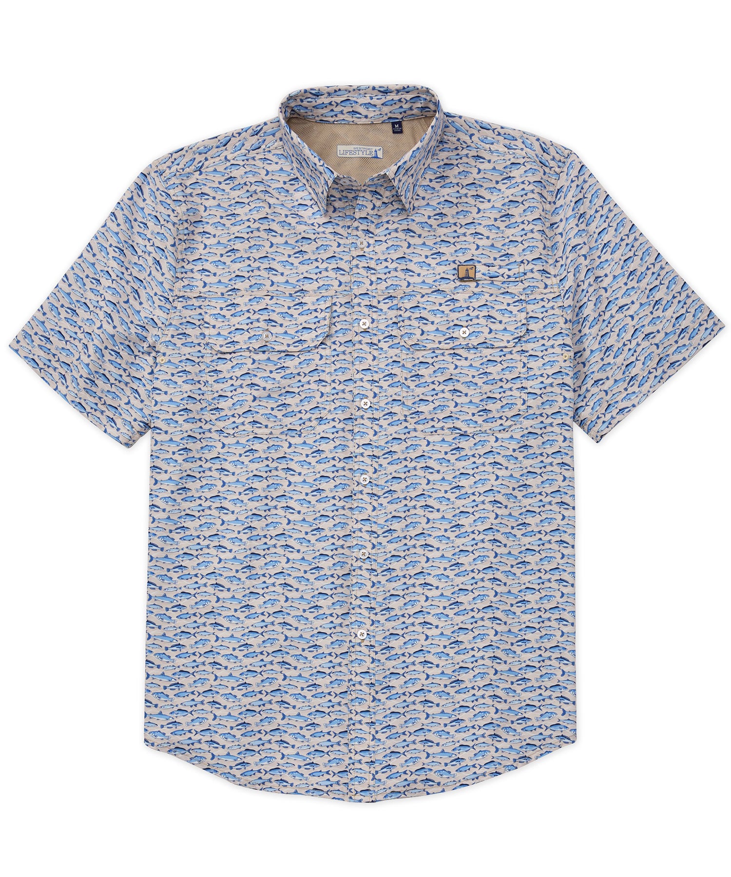Westport Lifestyle Short Sleeve Saugatuck Fishy Swirl Print Fishing Shirt, Men's Big & Tall