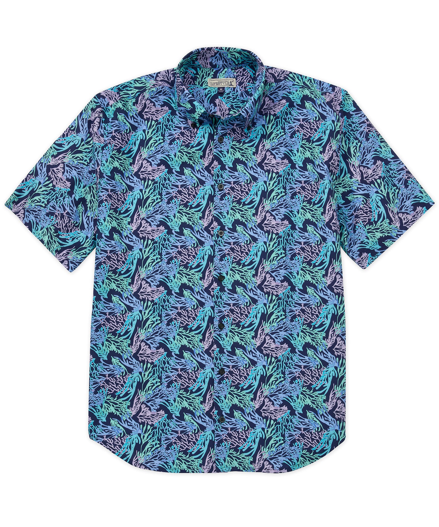 Westport Lifestyle Short Sleeve Coral Print Sport Shirt, Men's Big & Tall
