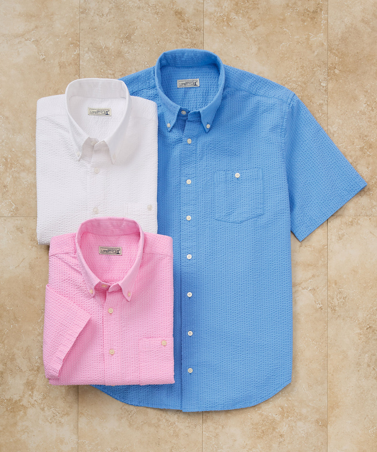 Westport Lifestyle Short Sleeve Seersucker Sport Shirt, Men's Big & Tall