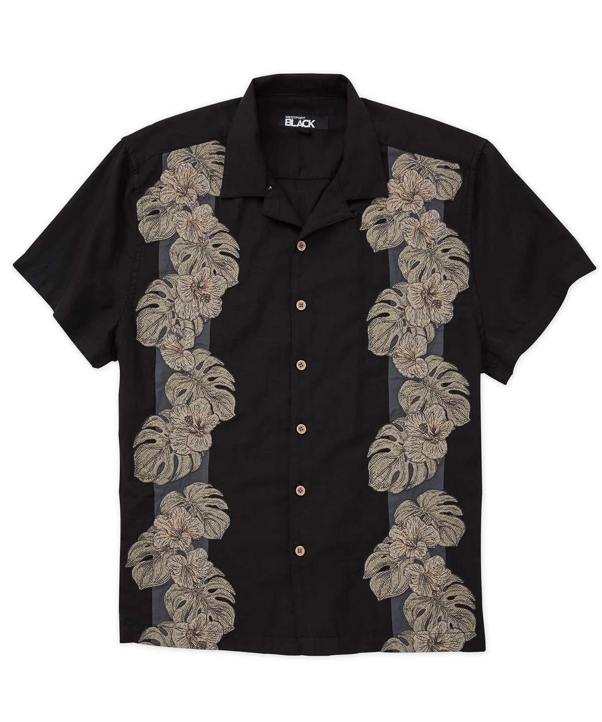Westport Black Short Sleeve Havannah Embroidered Panel Sport Shirt