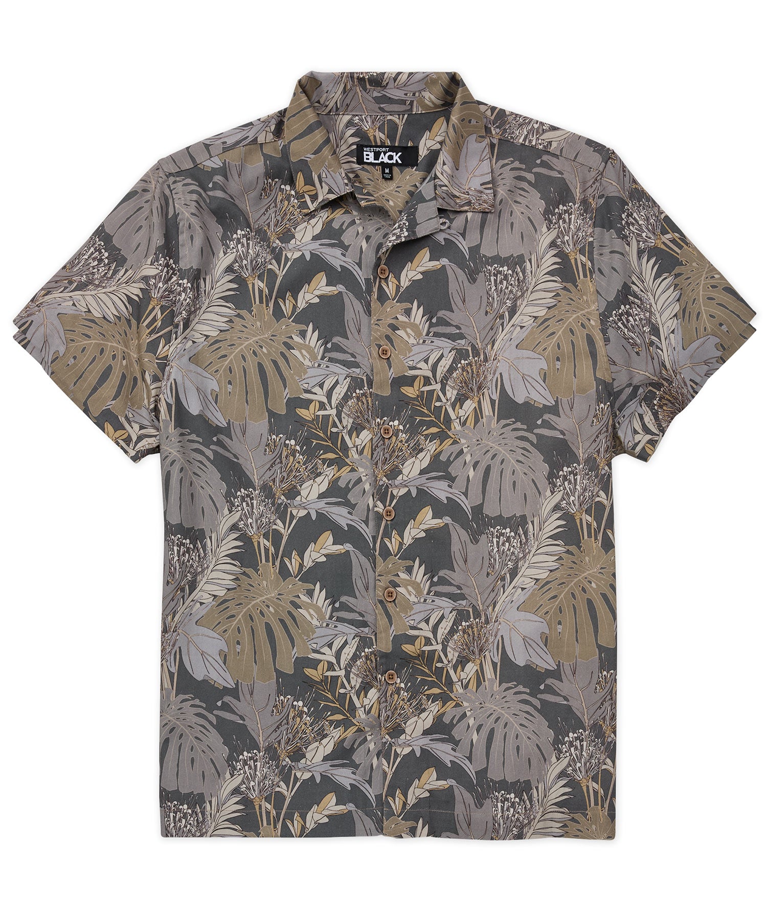 Westport Black Short Sleeve Hibiscus Print Sport Shirt, Men's Big & Tall