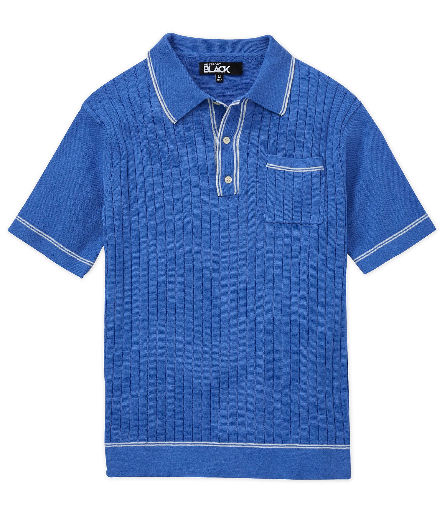 Westport Black Short Sleeve Amici Ribbed Knit Polo Knit Shirt, Men's Big & Tall