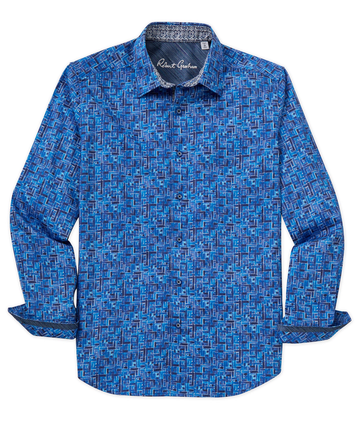 Robert Graham Long Sleeve Seas The Day Print Spread Collar Sport Shirt, Men's Big & Tall