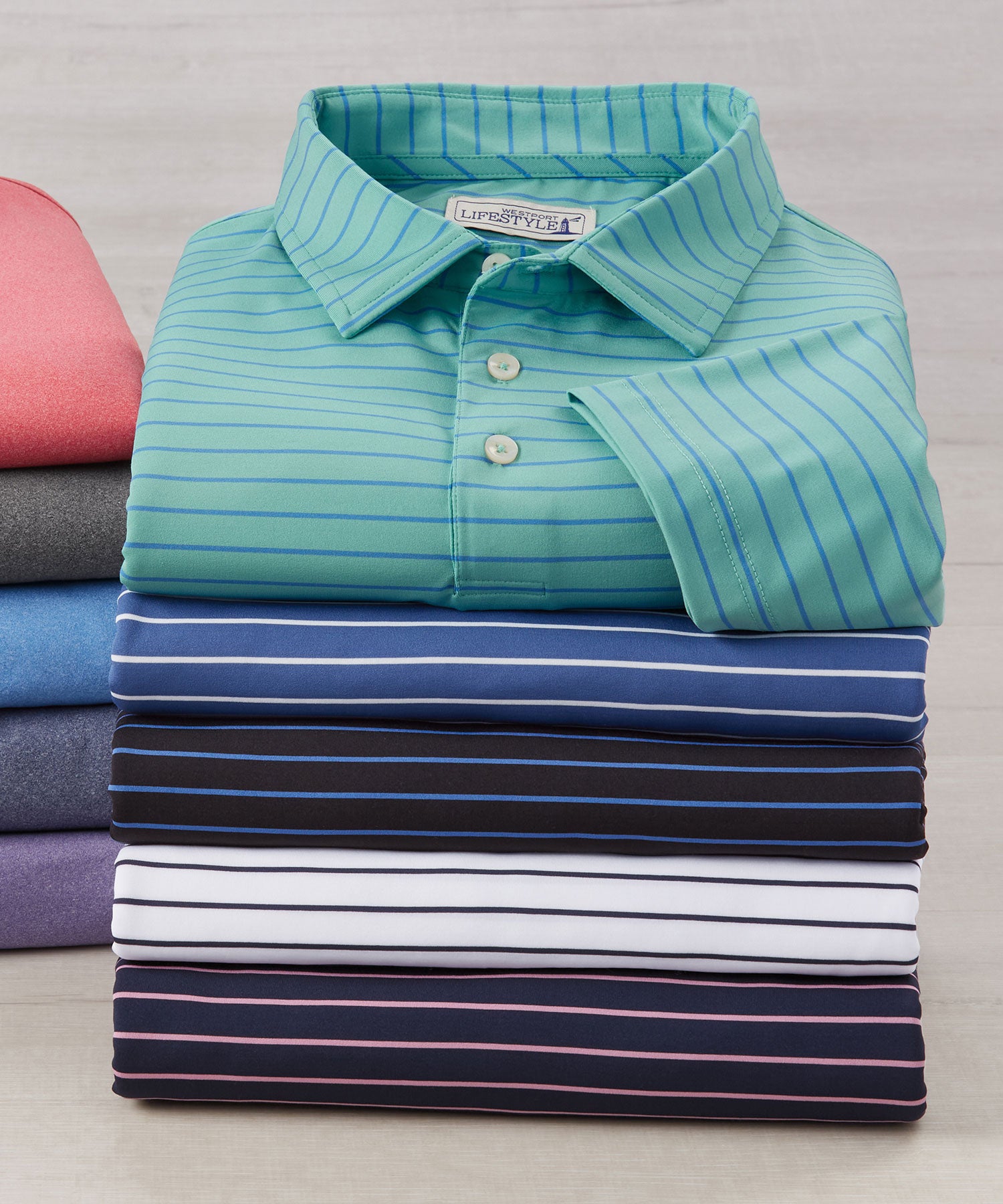 Henry Performance Short Sleeve Stripe Polo in Bluffton