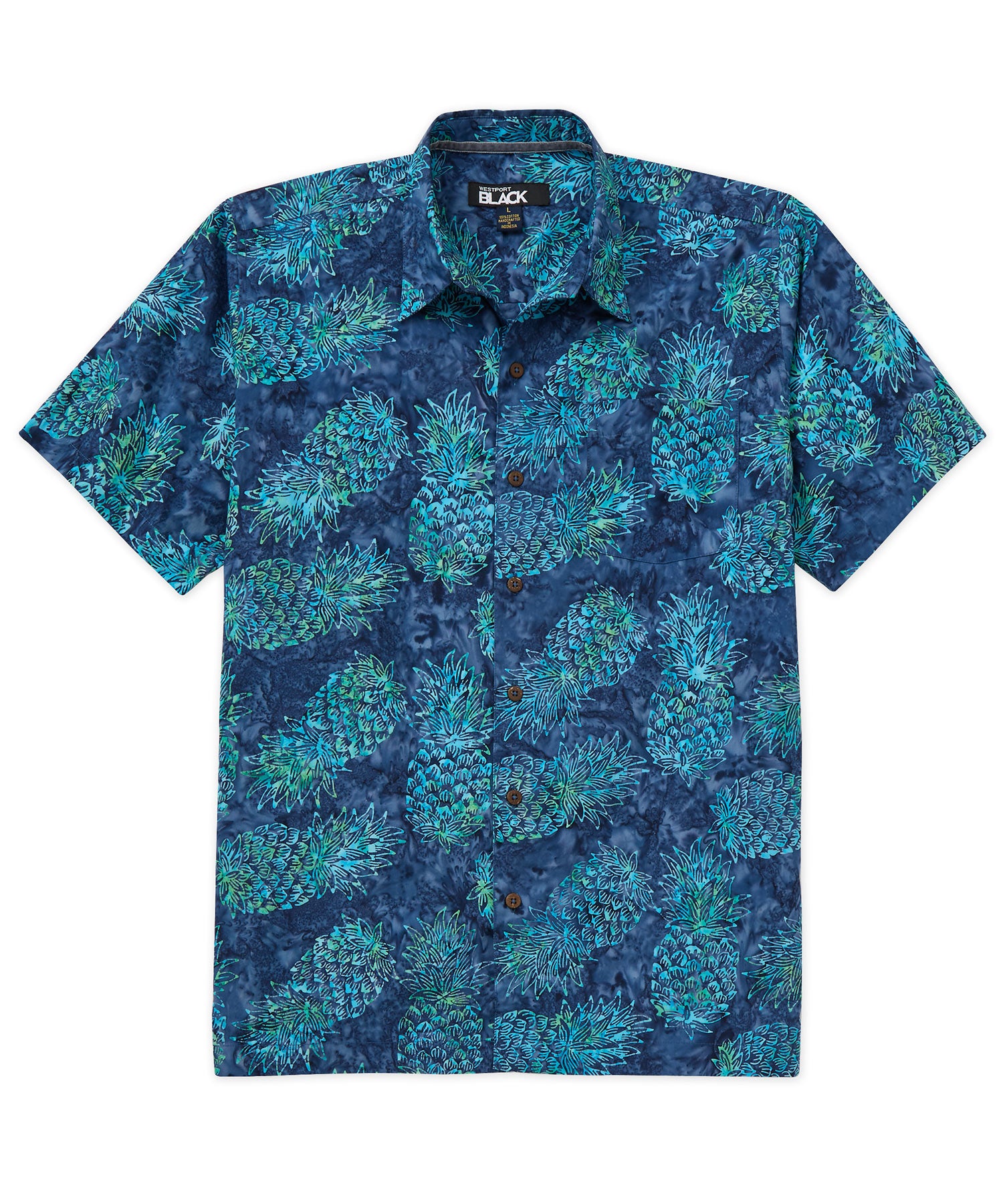 Westport Black Short Sleeve Batik Print Camp Shirt