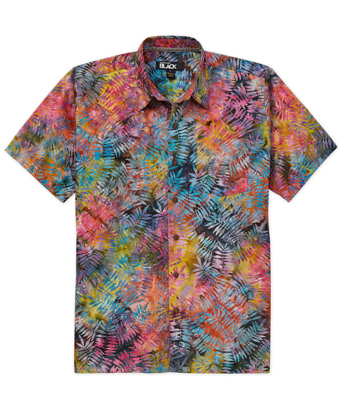 Chemise de camp Batik noire à manches courtes Westport, Men's Big & Tall