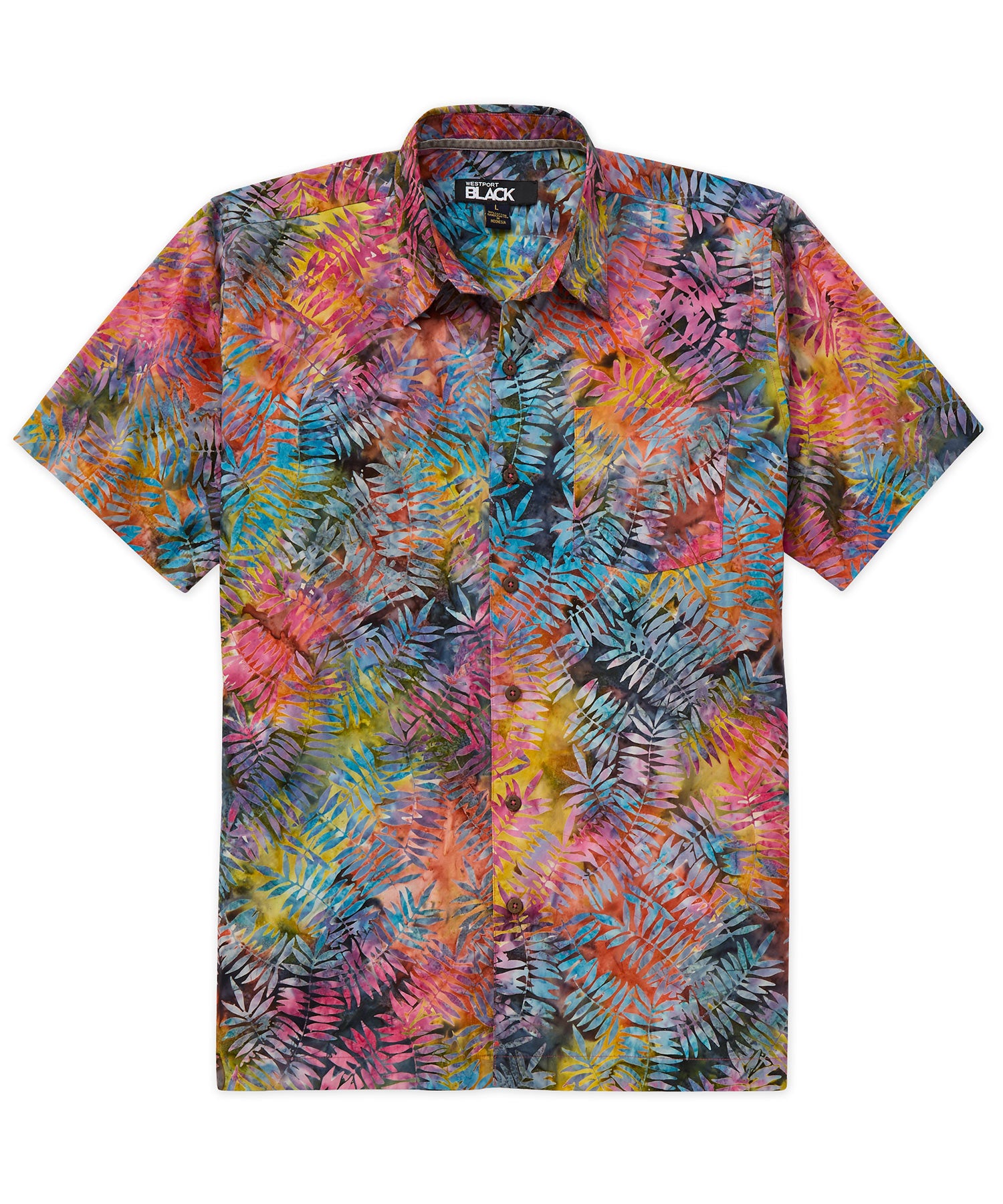 Westport Black Short Sleeve Batik Print Camp Shirt