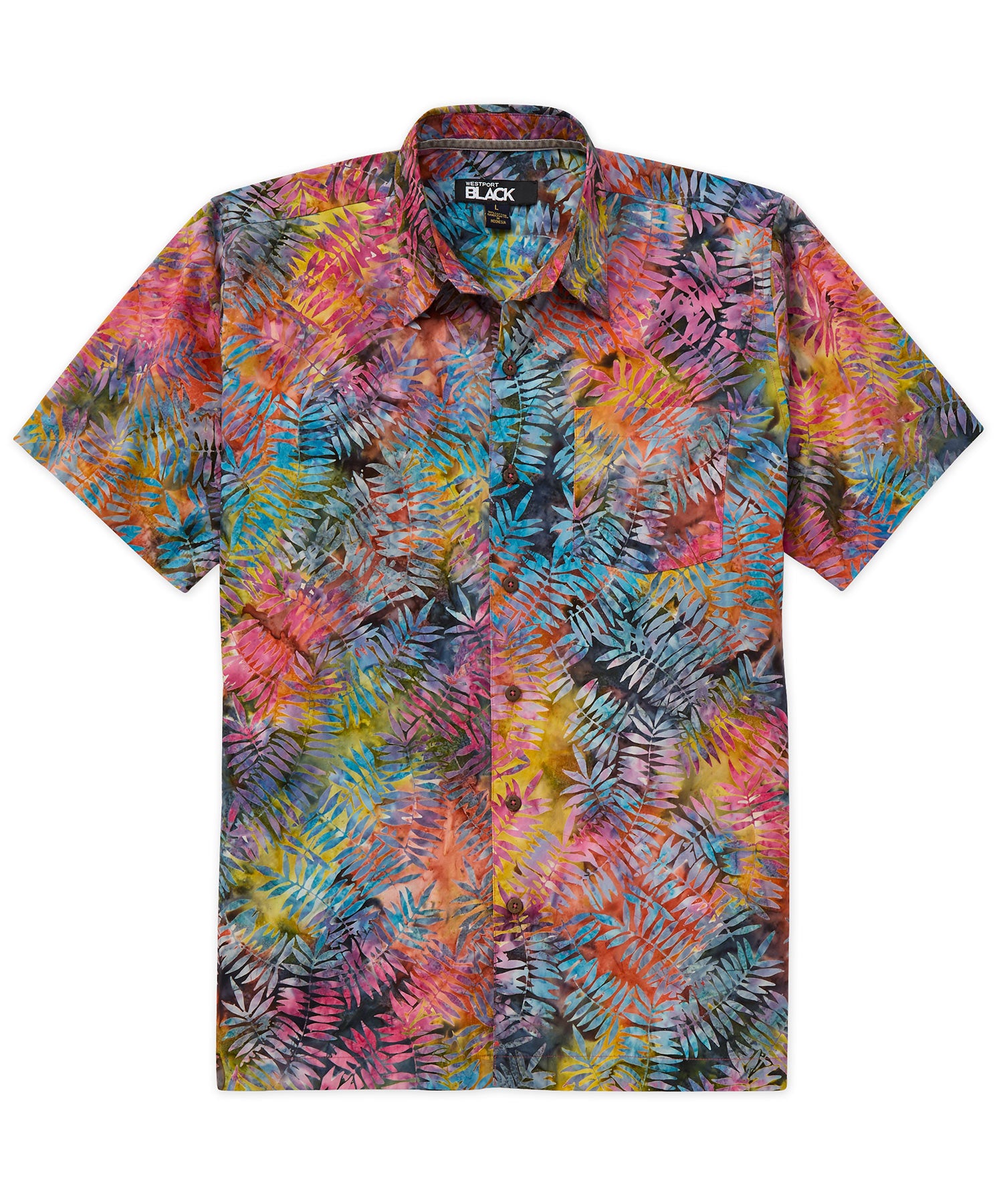 Westport Black Short Sleeve Batik Print Camp Shirt, Men's Big & Tall