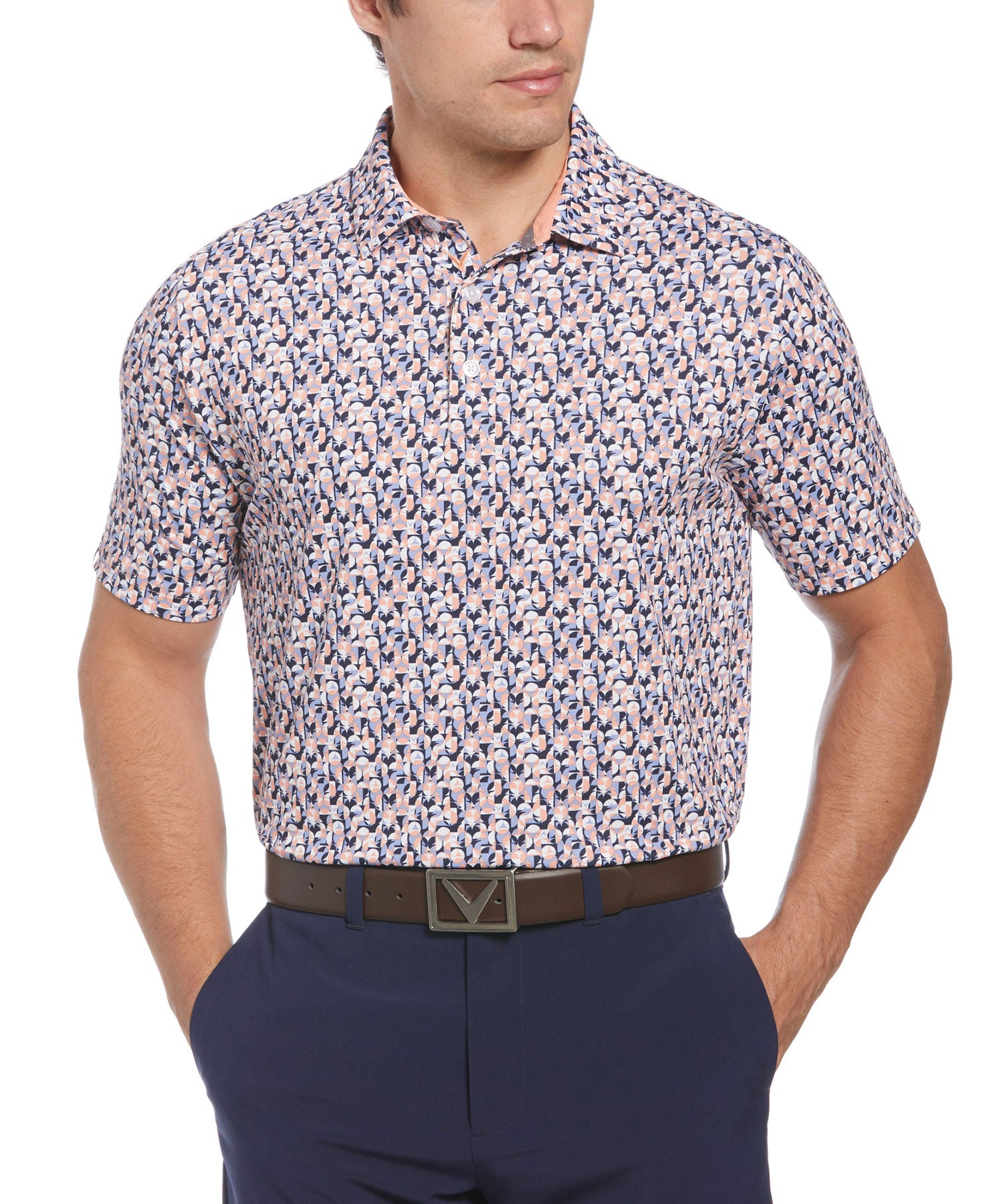 Callaway Short Sleeve Abstract Print Polo Knit Shirt, Men's Big & Tall