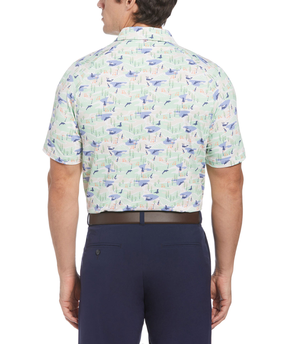 Callaway Short Sleeve Coastal Print Polo Knit Shirt