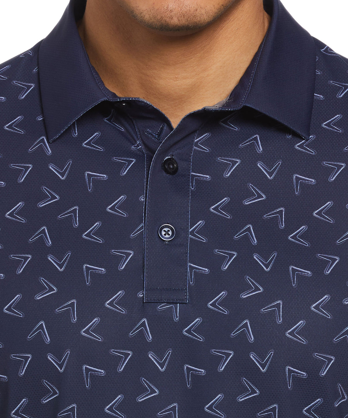 Callaway Short Sleeve Chevron Print Polo Knit Shirt