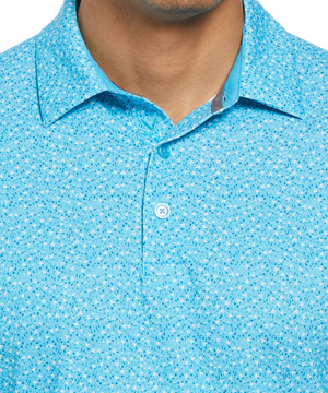 Callaway Short Sleeve Floral Print Polo Knit Shirt