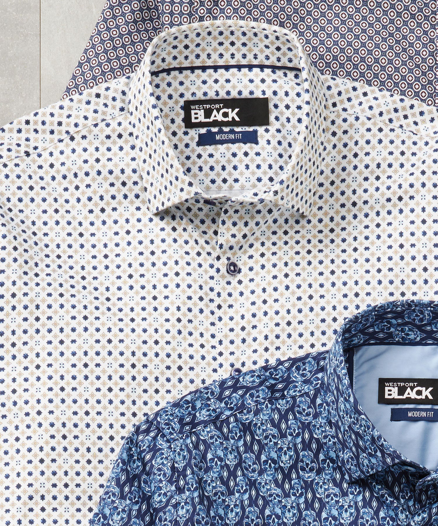Westport Black Long Sleeve Spread Collar Multi Geo Print Sport Shirt, Men's Big & Tall