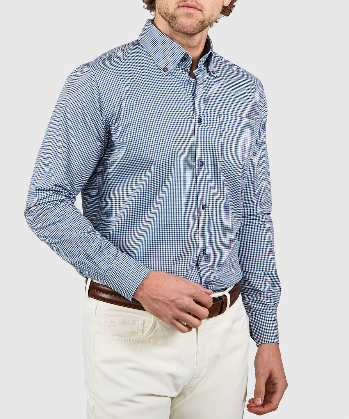Westport Black Long Sleeve Button-Down Gingham Sport Shirt, Men's Big & Tall